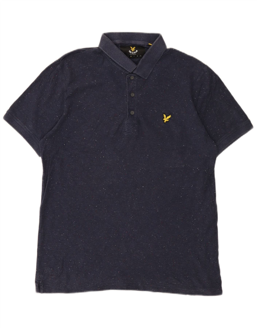 Polo da uomo LYLE & SCOTT in cotone screziato blu navy medio