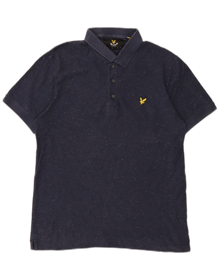 Polo da uomo LYLE & SCOTT in cotone screziato blu navy medio