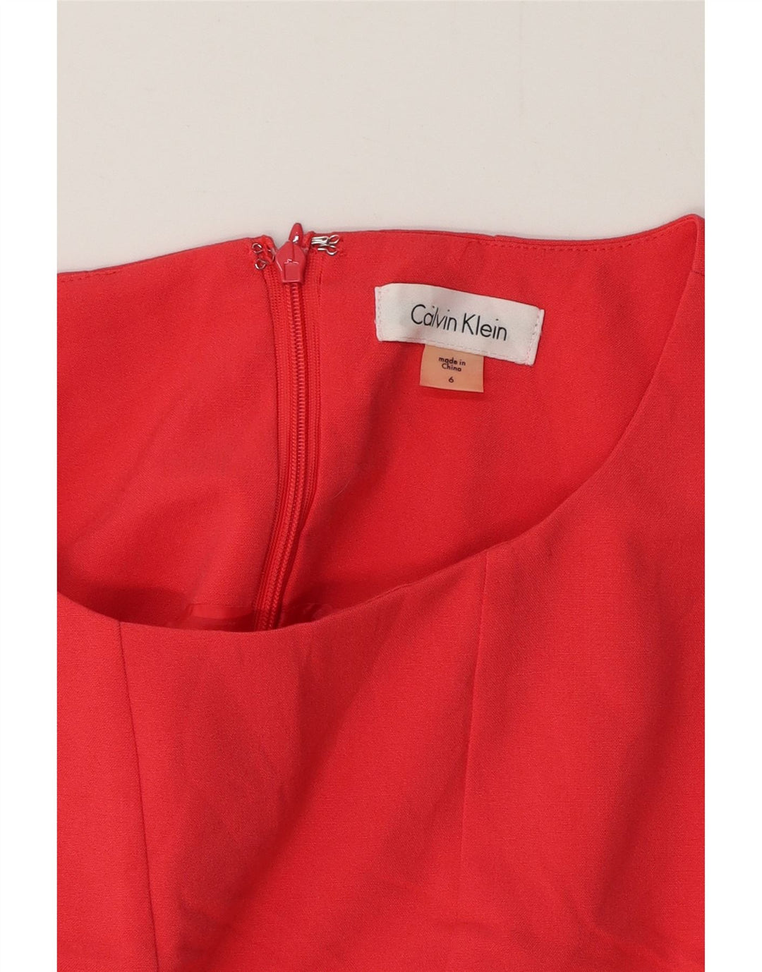 Abito a trapezio senza maniche da donna Calvin Klein US 6 rosso medio color block