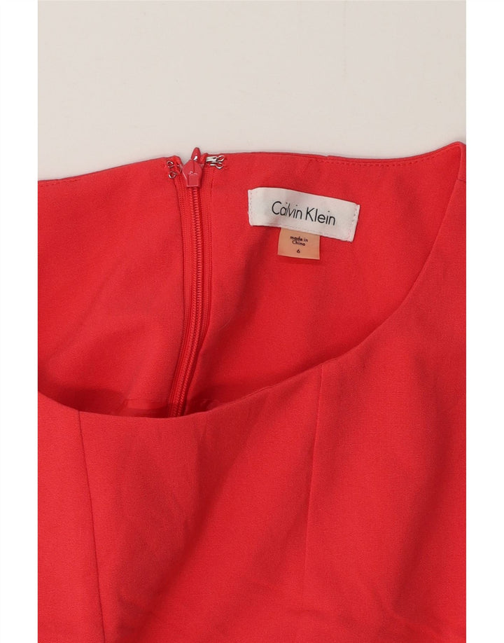 Abito a trapezio senza maniche da donna Calvin Klein US 6 rosso medio color block