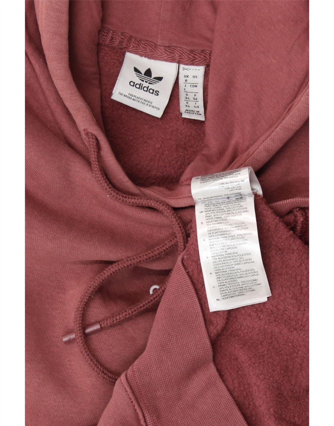 Maglione con cappuccio oversize grafico da donna ADIDAS UK 8 piccolo cotone rosa