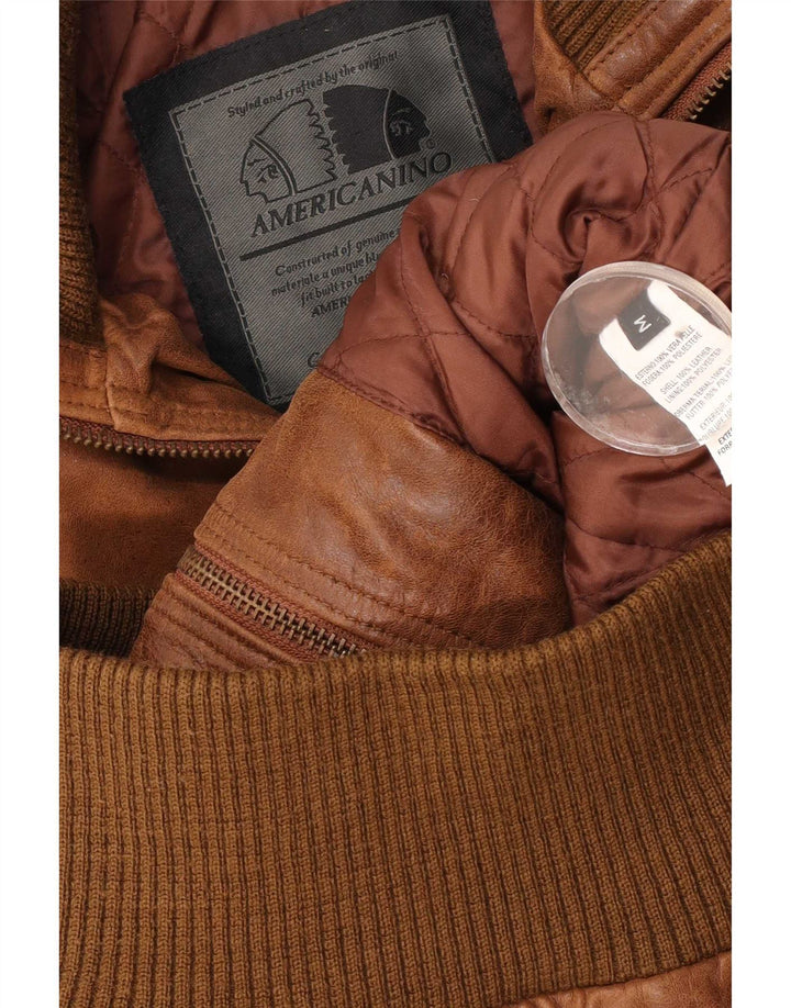 Giacca in pelle bomber da donna Americanino UK 14 Marrone medio