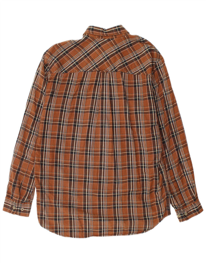 Camicia da uomo in flanella Marlboro Classics in cotone a quadri marrone medio
