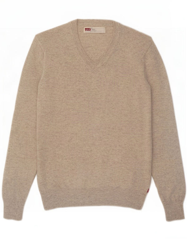 Maglione Levi's da uomo con vestibilità standard con scollo a V, lana d'agnello beige medio