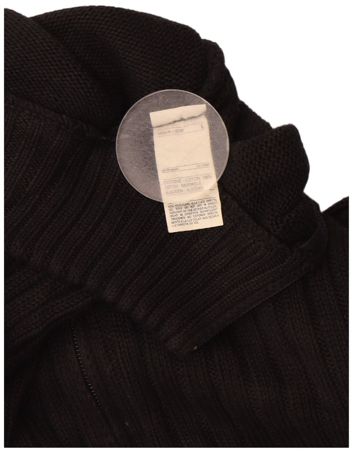 Maglione cardigan da donna BENETTON UK 16 grande cotone nero