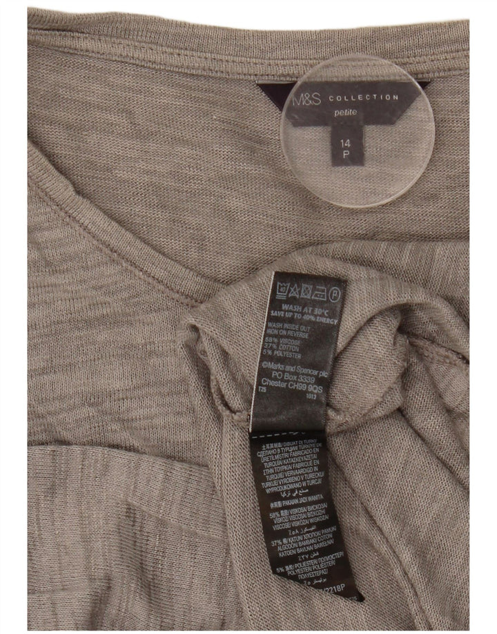 Marks & Spencer Petite Top da donna manica 3/4 UK 14 Large Grigio screziato