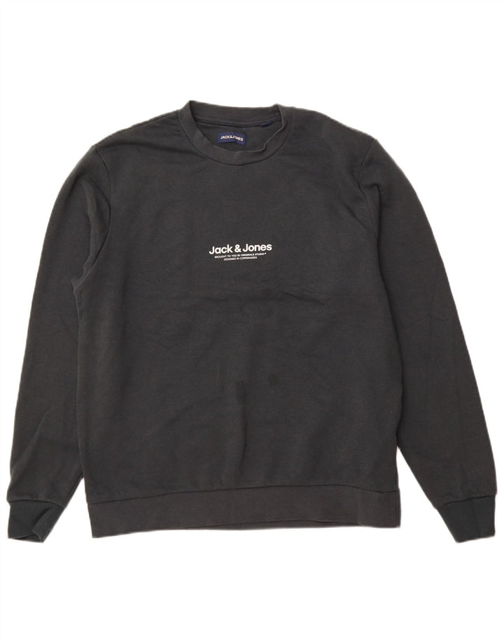 JACK & JONES Felpa da uomo Maglione grande in cotone grigio
