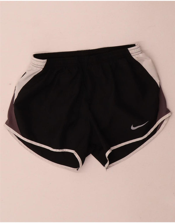 Nike Womens Dri Fit Sport Shorts UK 10 Small Black Colourblock Polyester