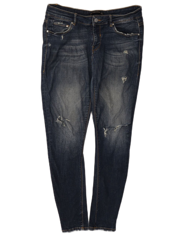 Jeans skinny effetto consumato Trafaluc da donna Zara EU 42 Large W32 L28 Blu navy
