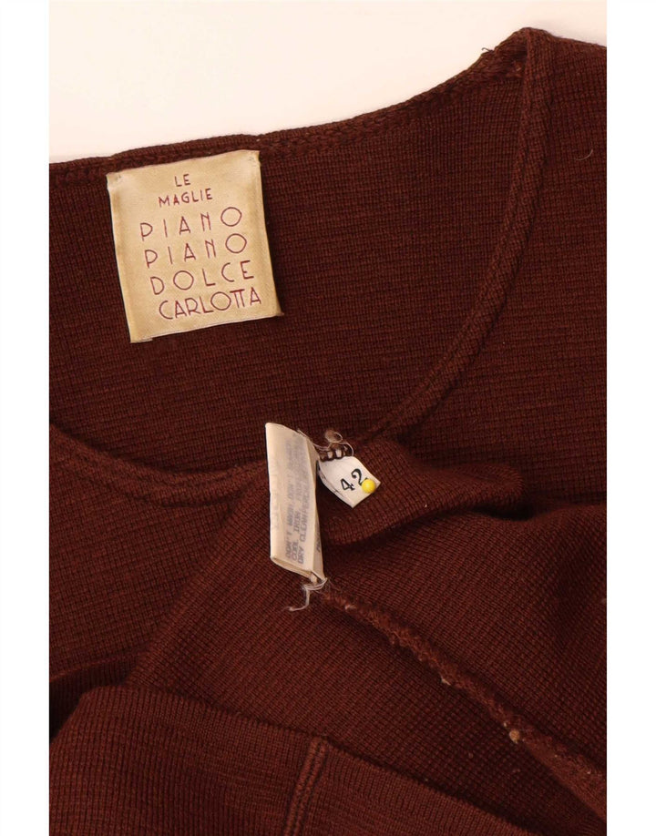 Piano Piano Dolce Carlotta Maglione cardigan da donna IT 42 Lana marrone medio