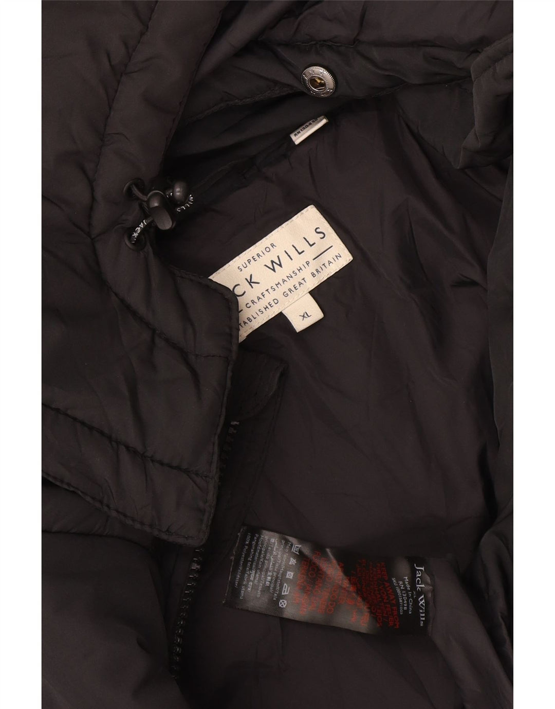 Giacca imbottita con cappuccio da uomo Jack Wills UK 42 XL poliestere nero