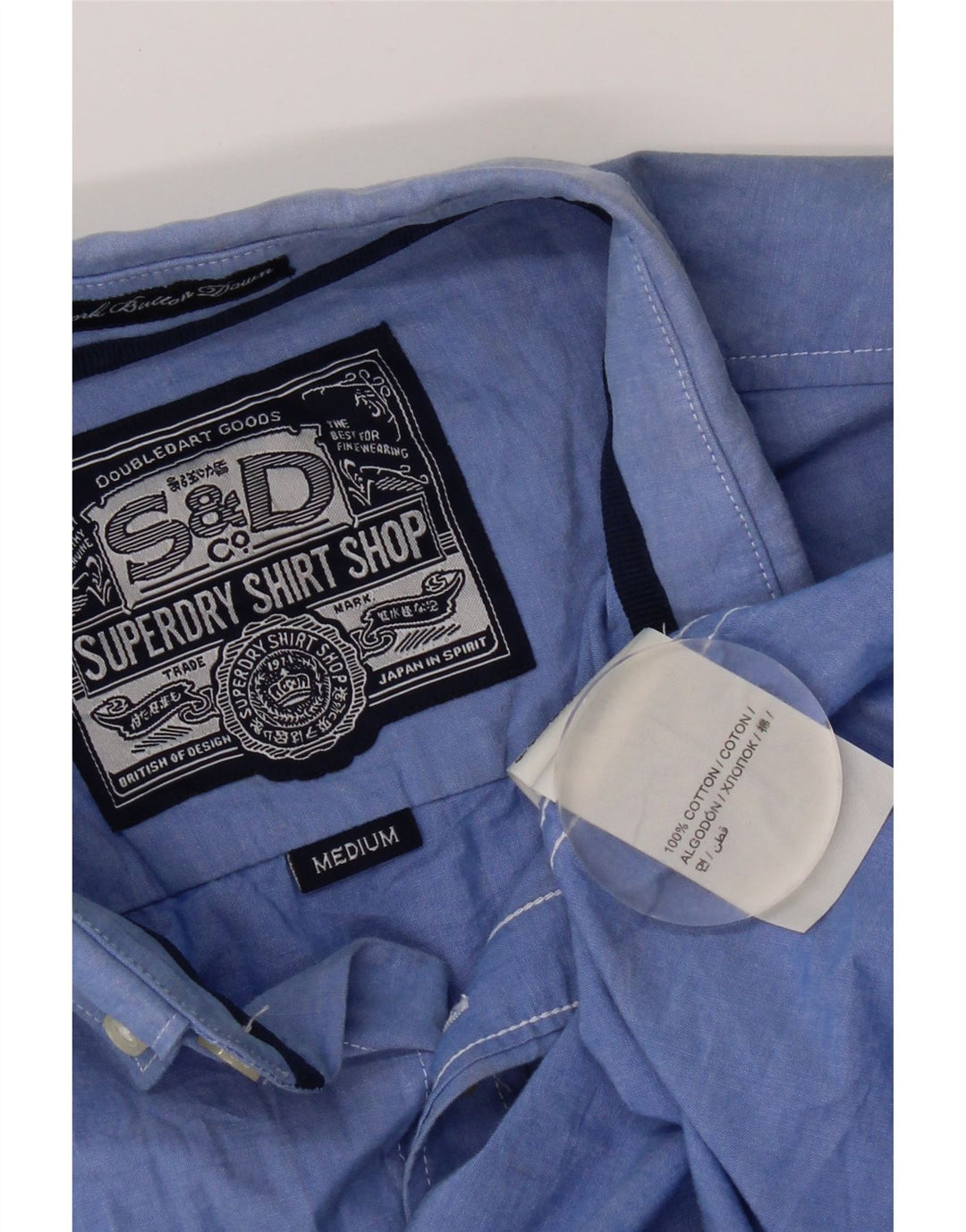 Camicia a maniche corte da uomo Superdry in cotone blu medio