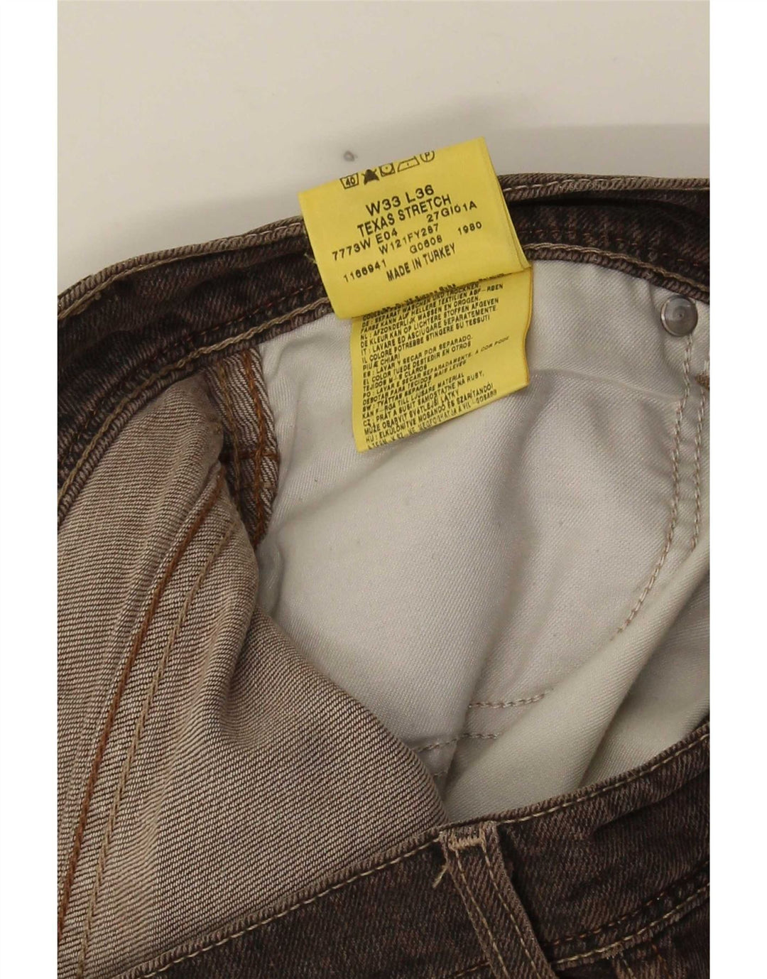 Jeans dritti elasticizzati Texas da uomo Wrangler W33 L29 cotone marrone