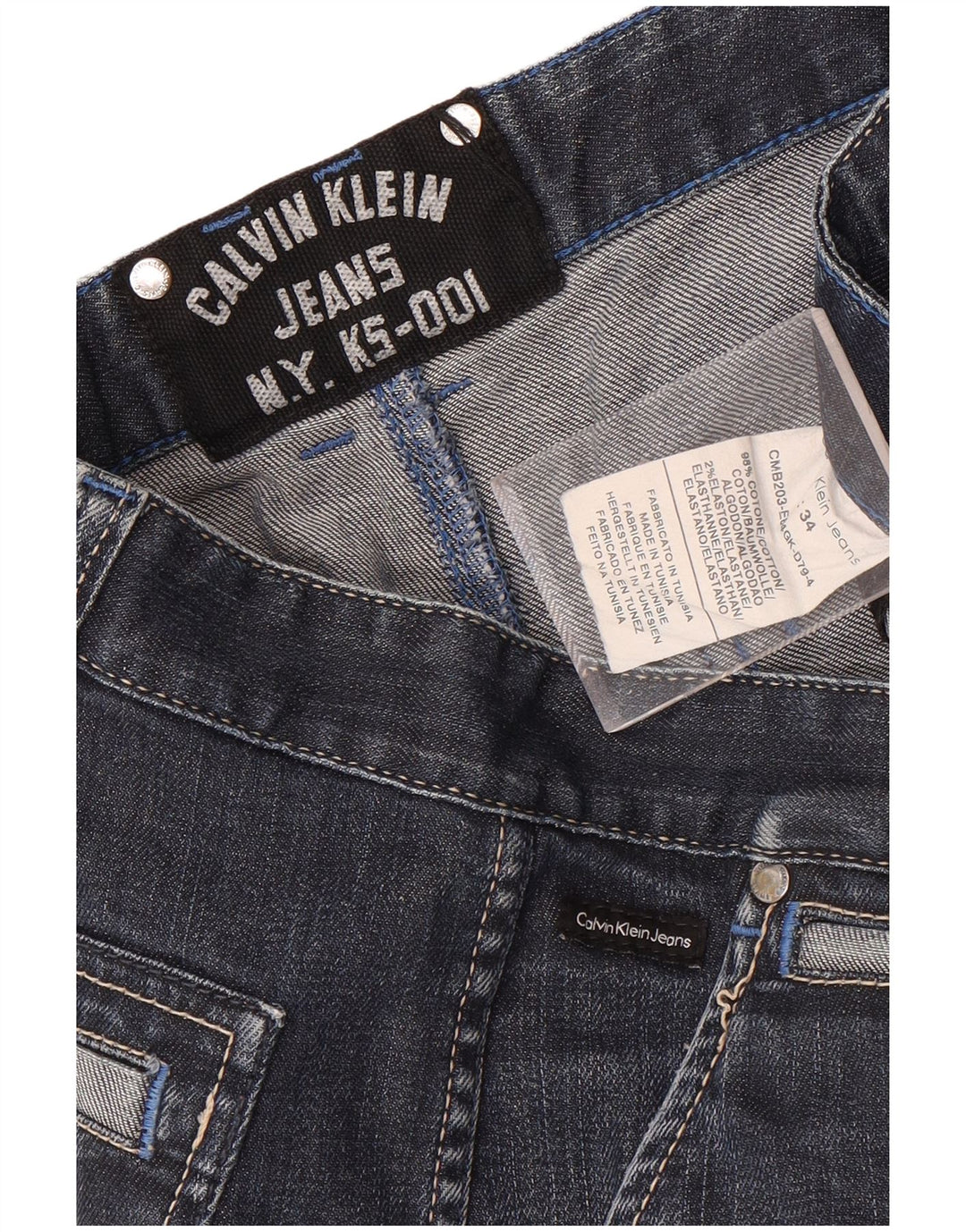 Jeans dritti da uomo Calvin Klein W34 L33 cotone blu navy