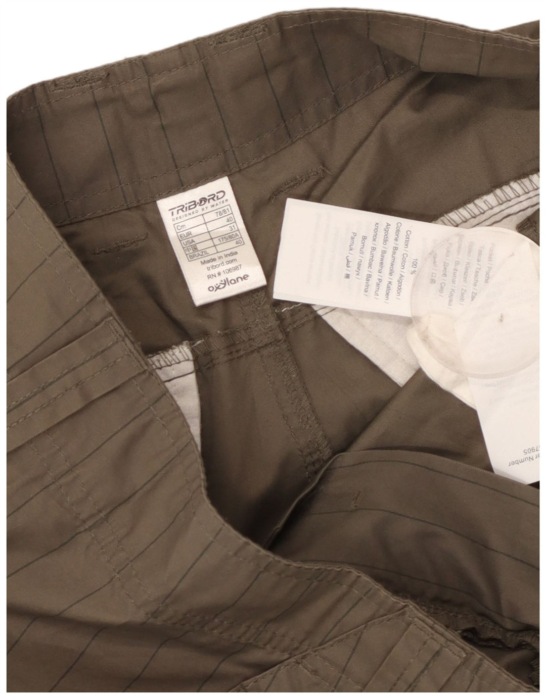 Pantaloncini cargo da uomo Tribord W31 cotone gessato medio kaki