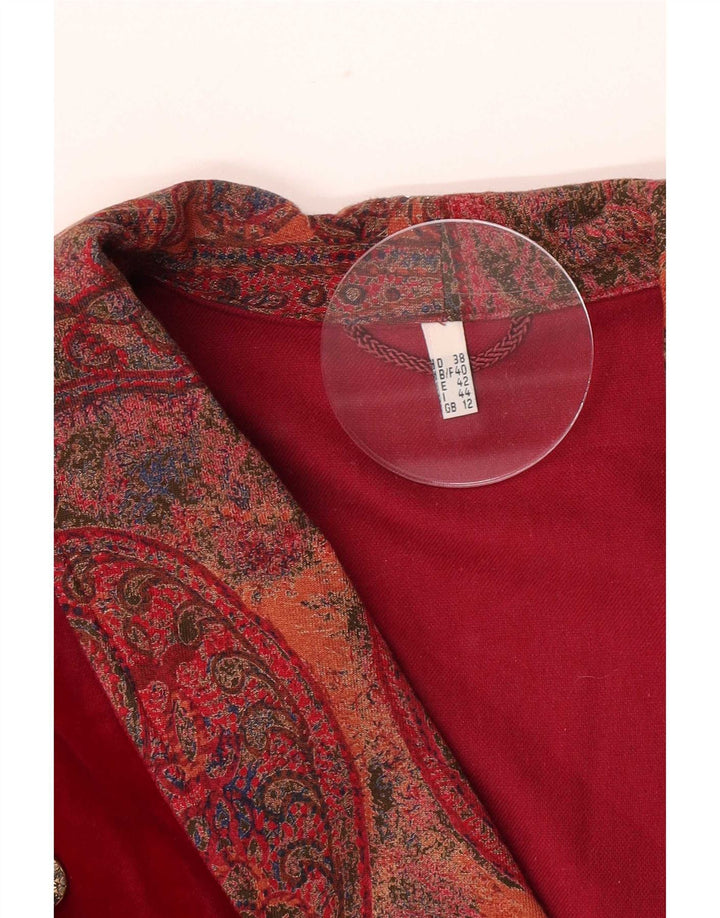 Giacca blazer doppiopetto vintage da donna UK 12 Medium Maroon