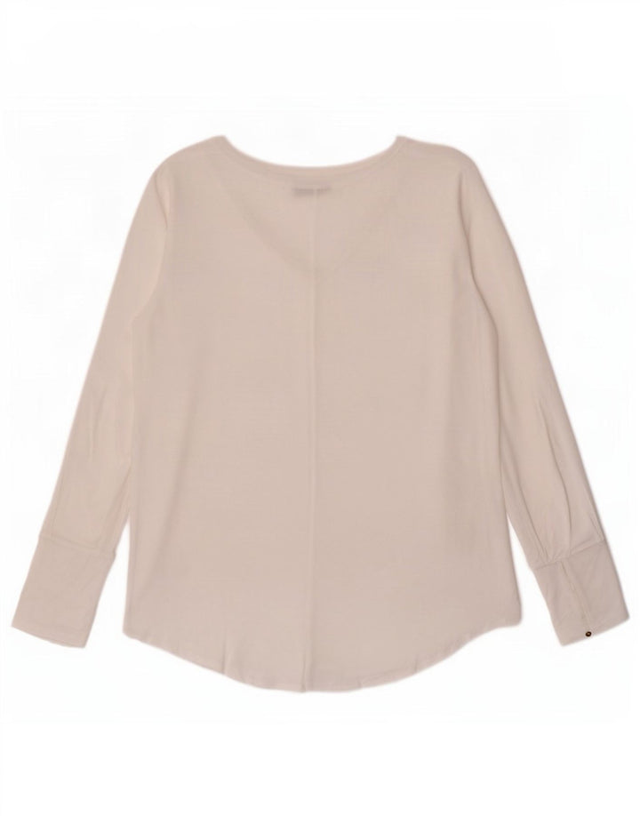 Massimo Dutti Top trasparente da donna a maniche lunghe UK 12 Lyocell bianco medio