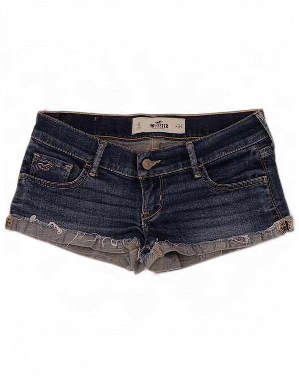 Pantaloncini di jeans Hollister da donna US 0 XS W24 Blu Cotone