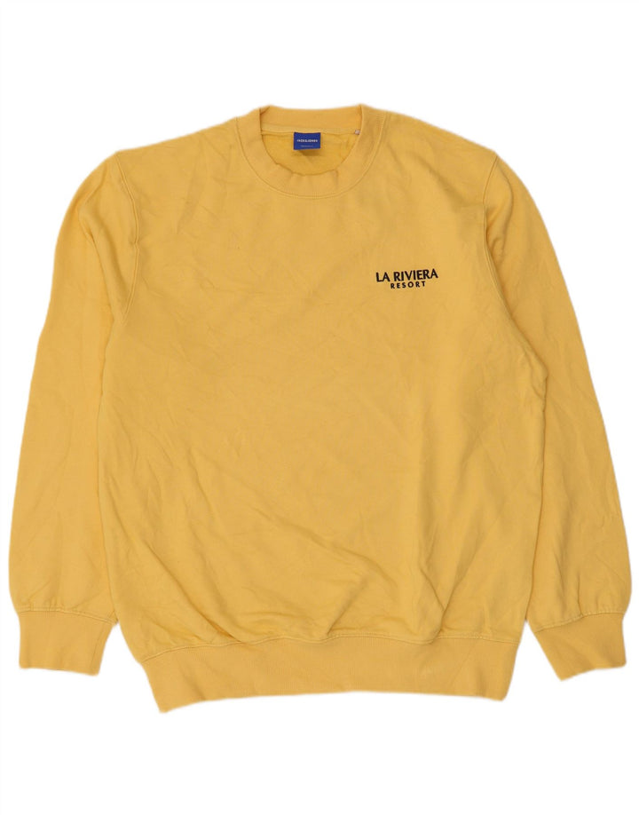 Jack & Jones Felpa grafica da uomo Maglione grande cotone giallo