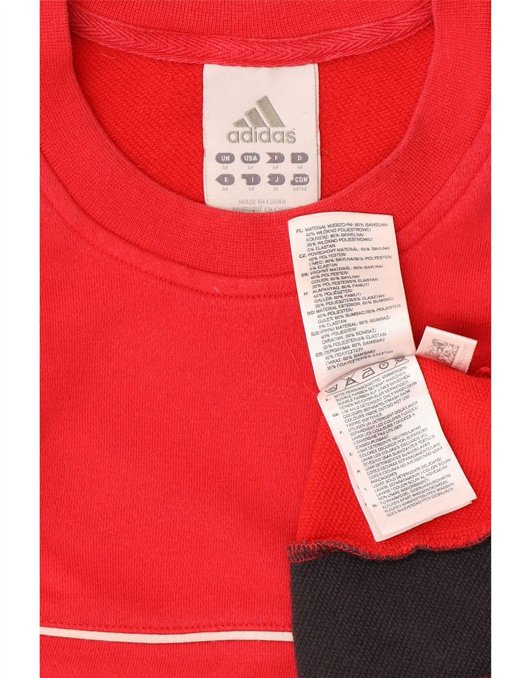 Felpa ADIDAS da uomo Climalite, maglione in cotone color block rosso medio