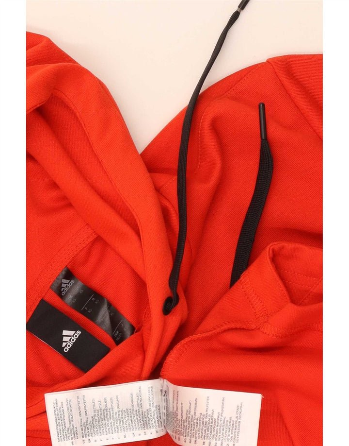 Felpa con cappuccio grafica da uomo Adidas XS rossa in poliestere