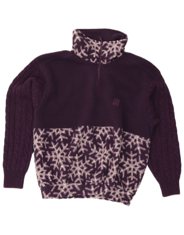 Nordica Maglione in pile da donna oversize con motivo astratto UK 10 piccolo viola