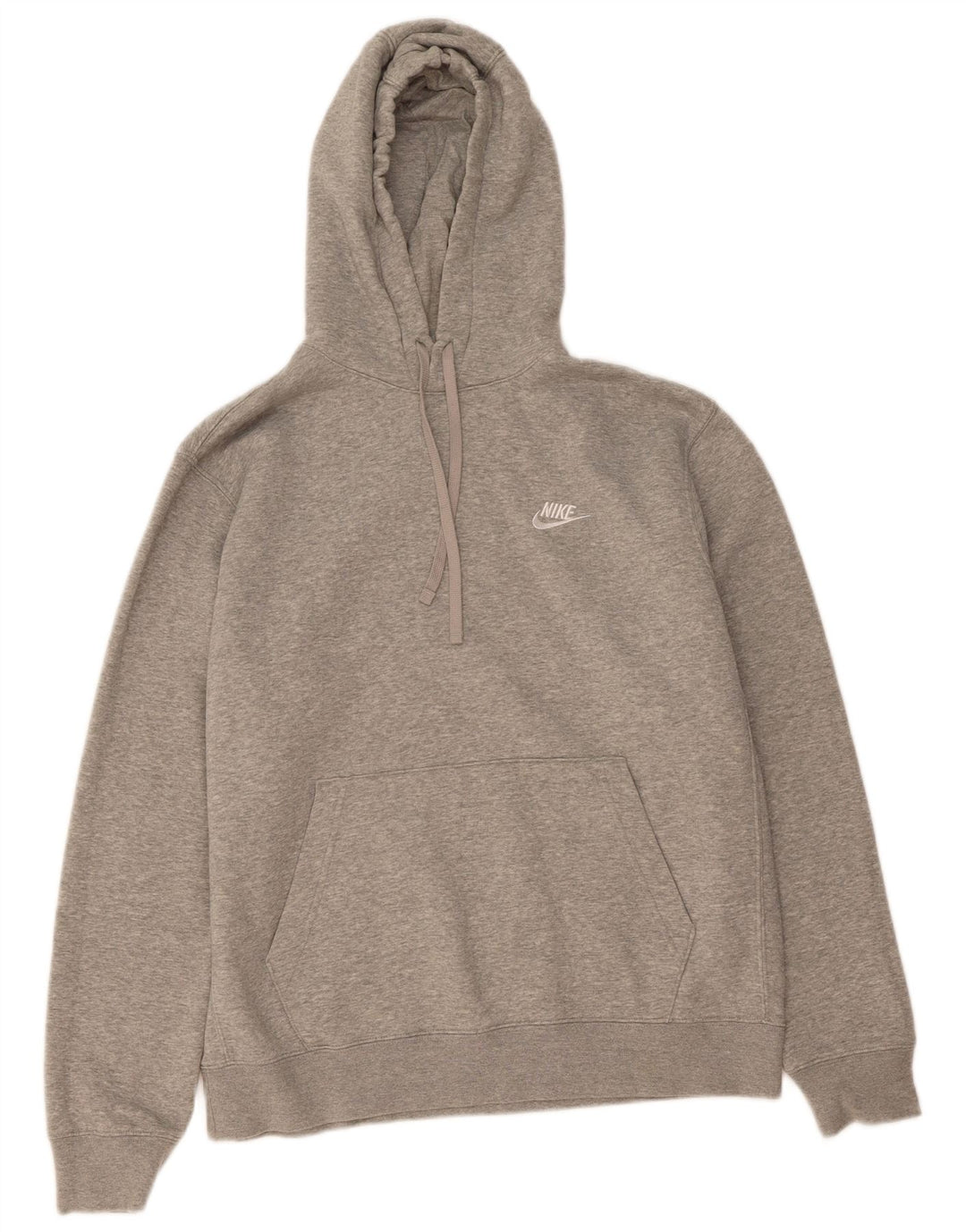 NIKE Mens Hoodie Jumper Large Grey Cotton