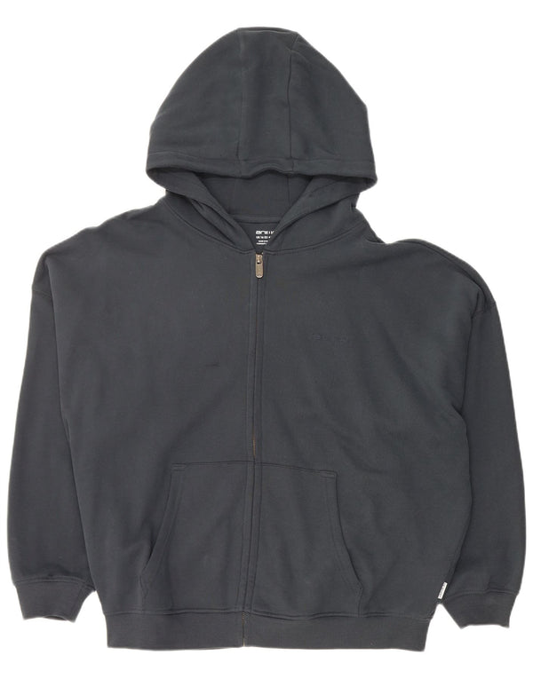 ANIMAL Womens Oversized Zip Hoodie Sweater UK 14 Large Black Cotton