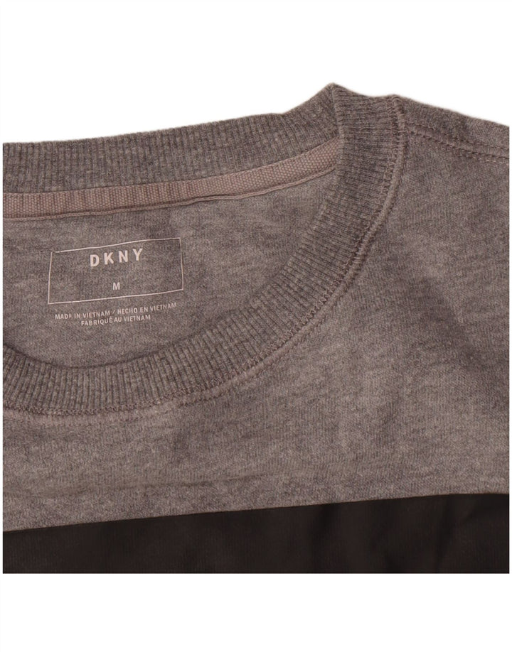 Felpa grafica da uomo Dkny, maglione in cotone chiazzato grigio medio