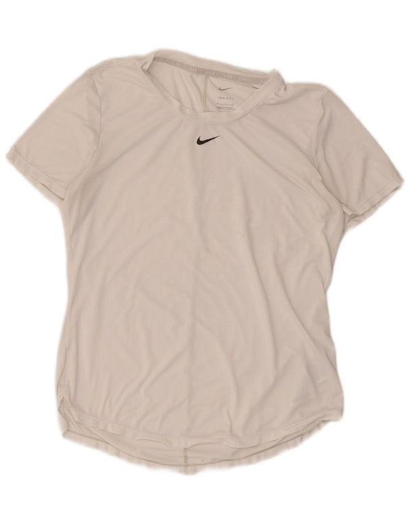 T-shirt Nike Dri Fit da donna, taglia UK 10, piccola, bianca, in poliestere