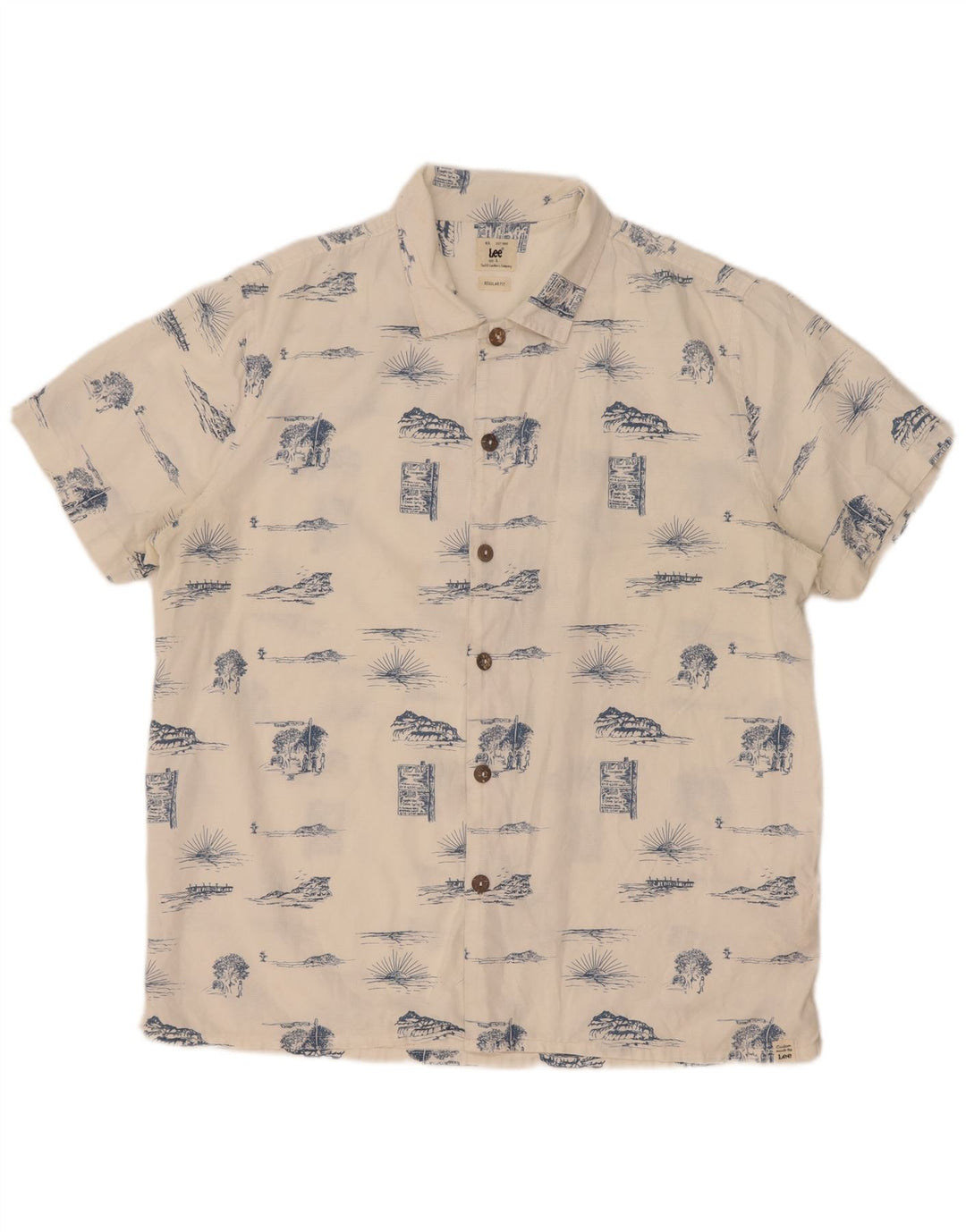 Camicia Lee da uomo con vestibilità regolare, motivo astratto, grande cotone bianco