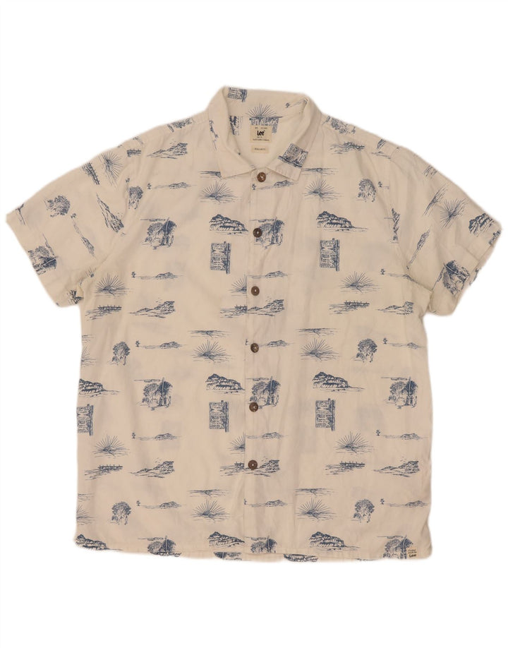 Camicia Lee da uomo con vestibilità regolare, motivo astratto, grande cotone bianco