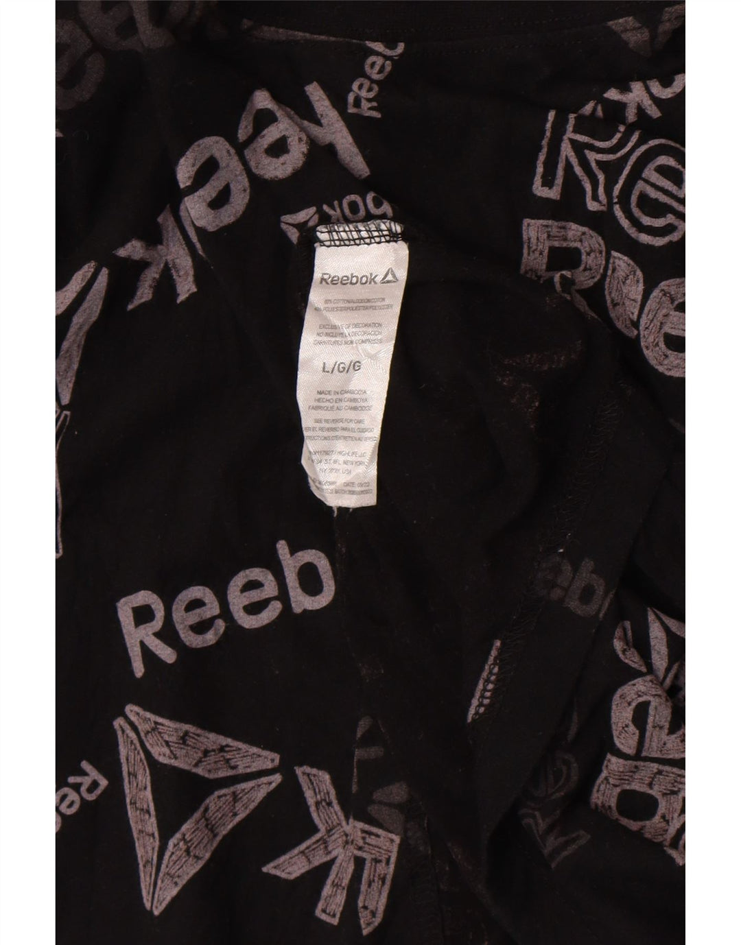 T-shirt grafica da uomo Reebok Top grande in cotone nero