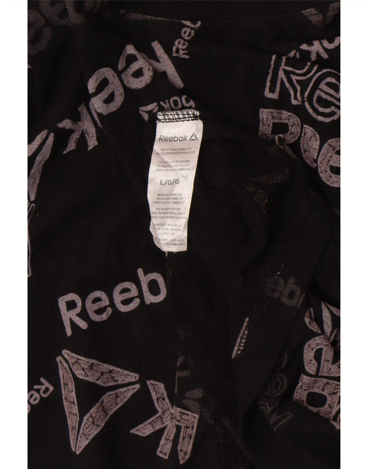 T-shirt grafica da uomo Reebok Top grande in cotone nero