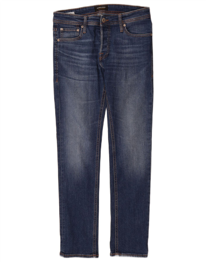 Jack & Jones Uomo GLENN Slim Jeans W29 L30 Cotone Blu