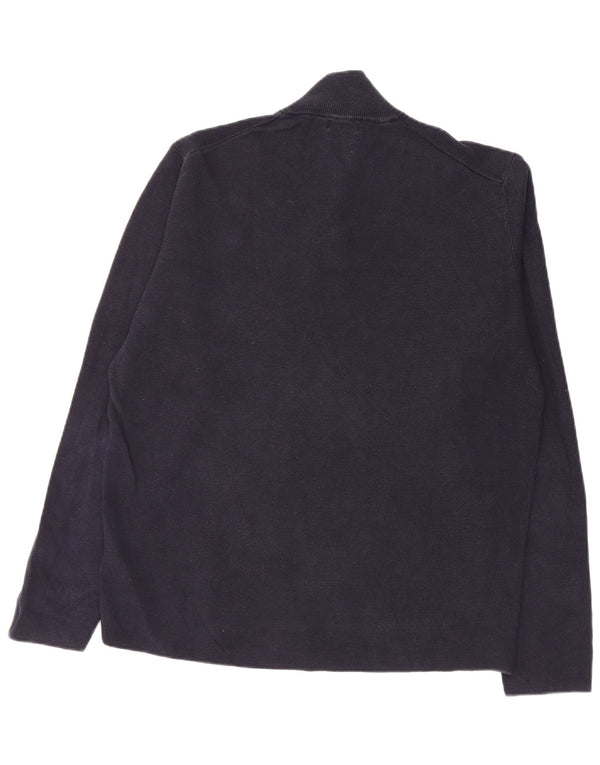 Massimo Dutti Maglione da uomo con zip e collo XL in cotone blu navy