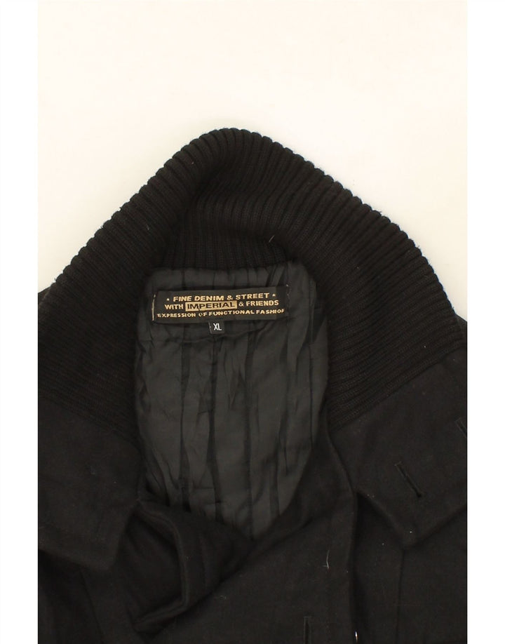 IMPERIAL Womens Double Breasted Coat UK 18 XL Black Wool Vintage Imperial and Second-Hand Imperial from Messina Hembry 