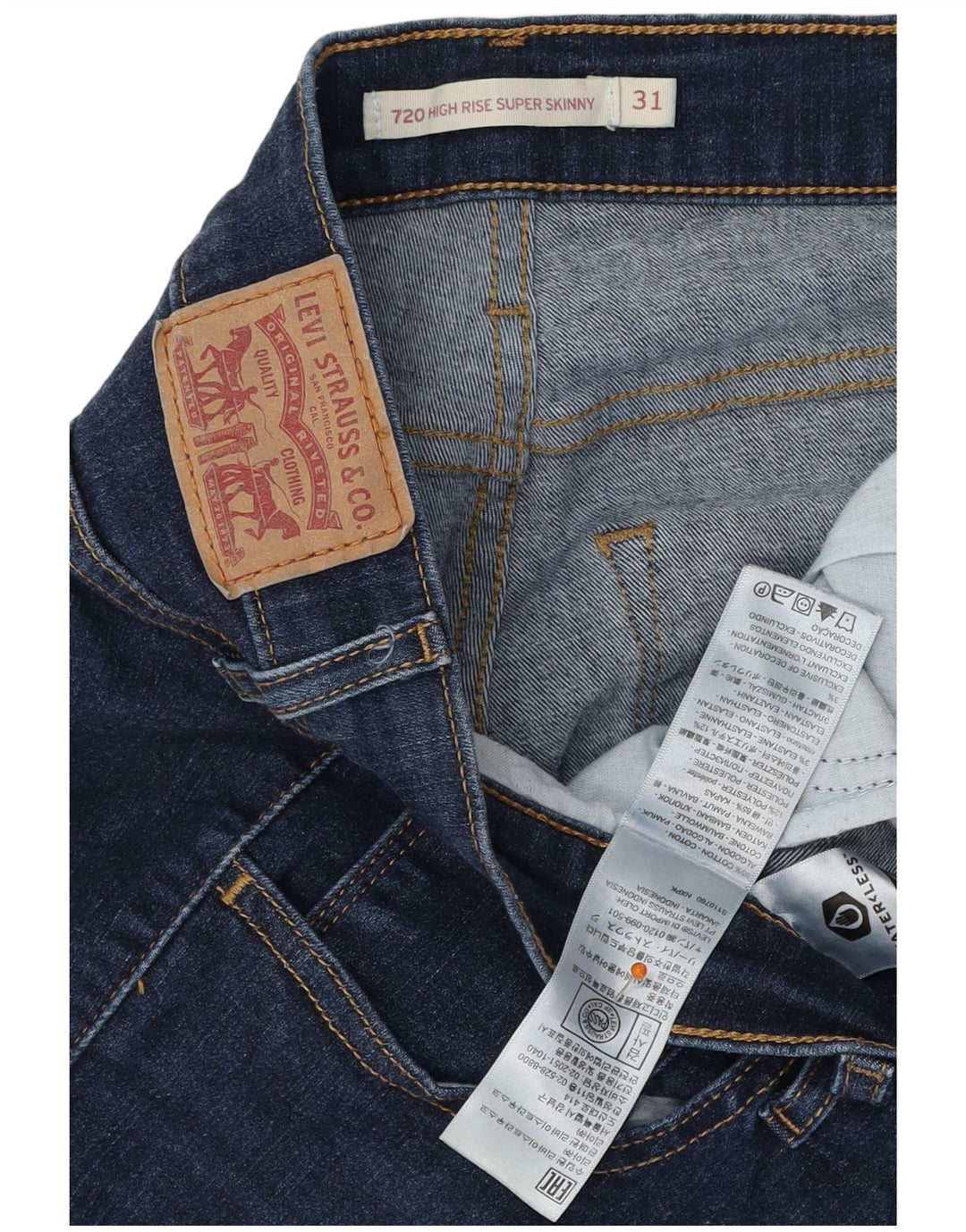 LEVI'S Jeans da donna 720 super skinny a vita alta W31 L29 cotone blu navy