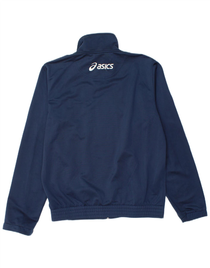 Giacca da ginnastica da uomo Asics piccola in poliestere color block blu navy