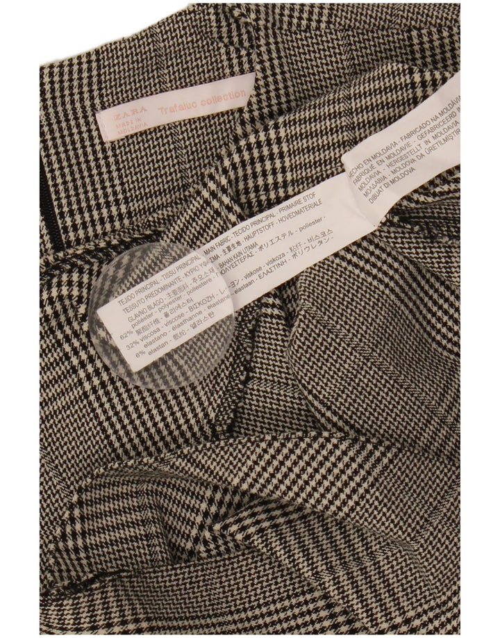 ZARA Womens Long Sleeve Shift Dress UK 12 Medium Grey Check Polyester