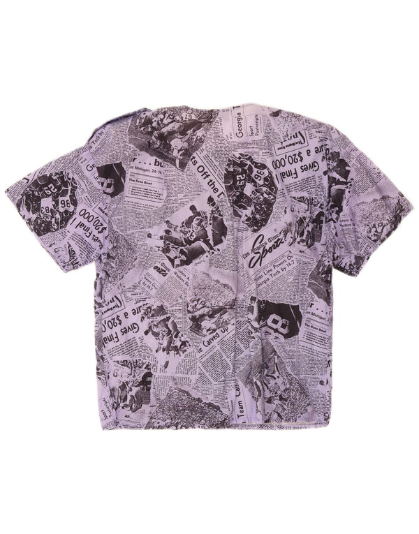 Camicetta a maniche corte con grafica vintage da donna IT 46 Large Lilla