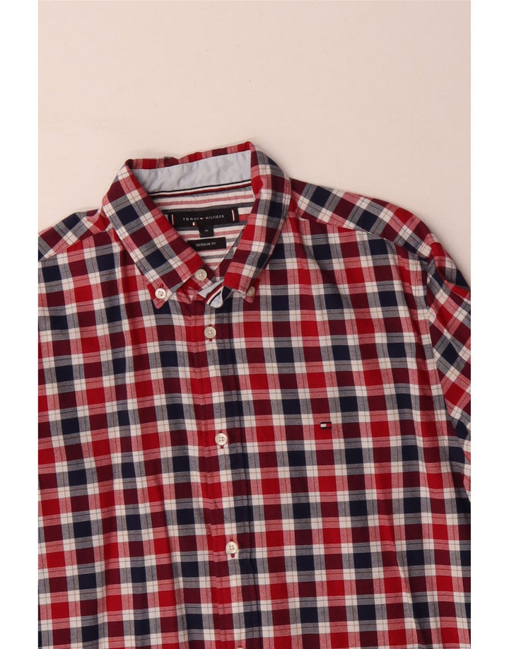 TOMMY HILFIGER Camicia da uomo vestibilità regolare in cotone a quadretti rosso medio