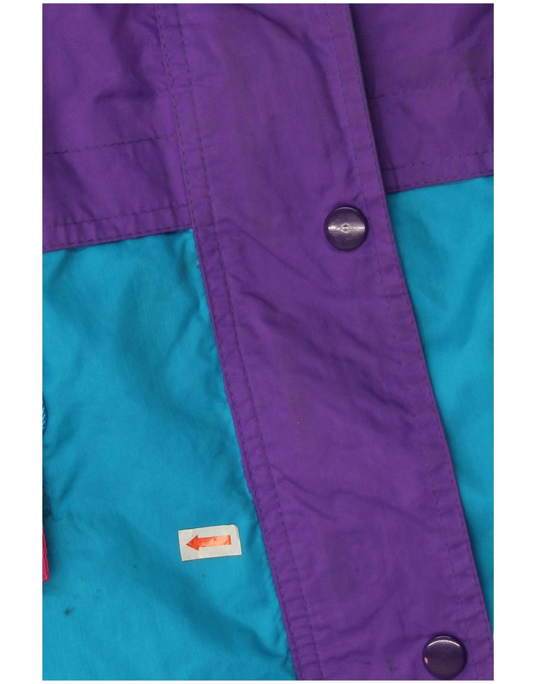 Giacca antipioggia oversize con cappuccio da donna vintage UK 14 Colorblock blu medio