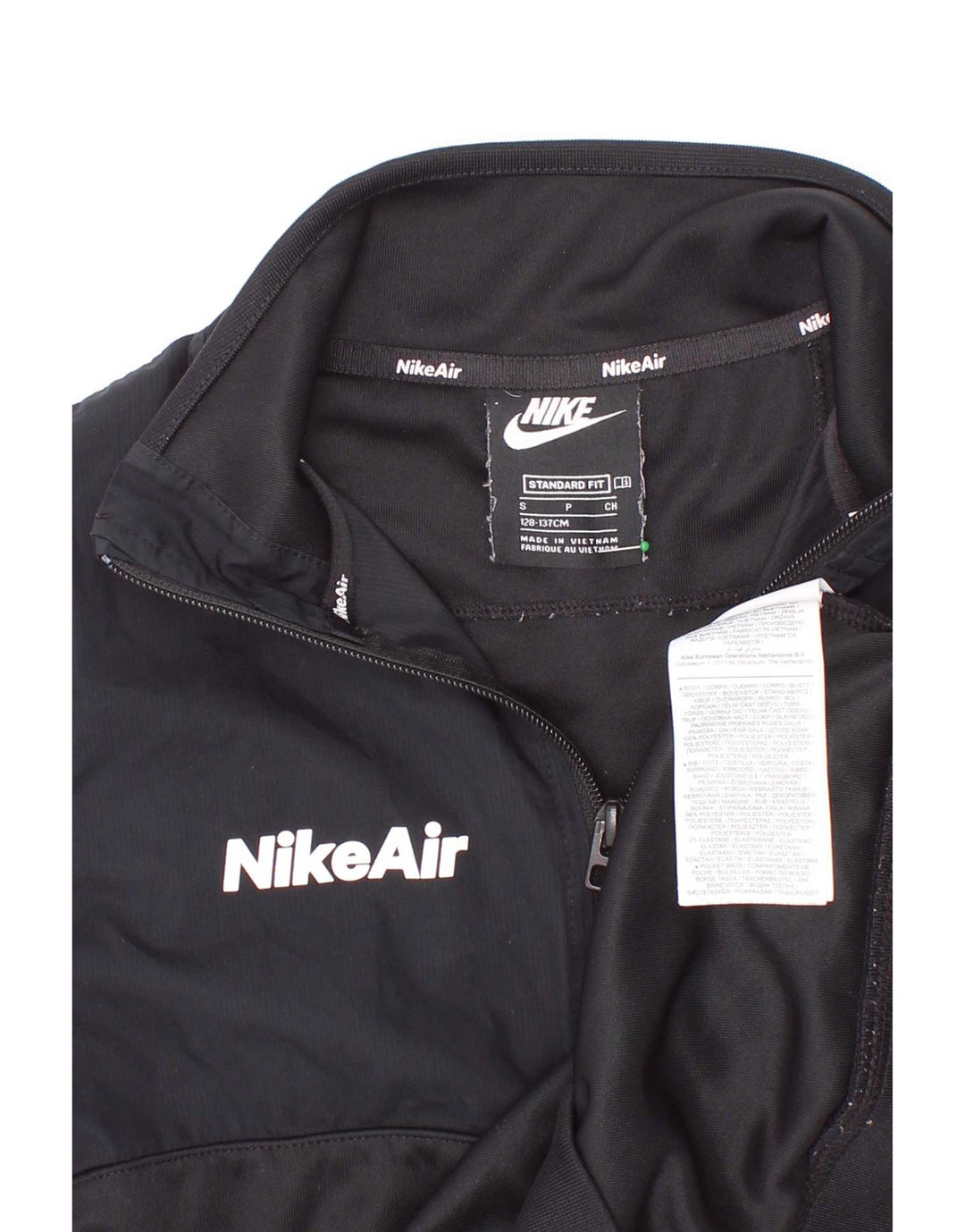 Felpa Nike da bambino con grafica standard con zip e collo, 8-9 anni, piccola, nera