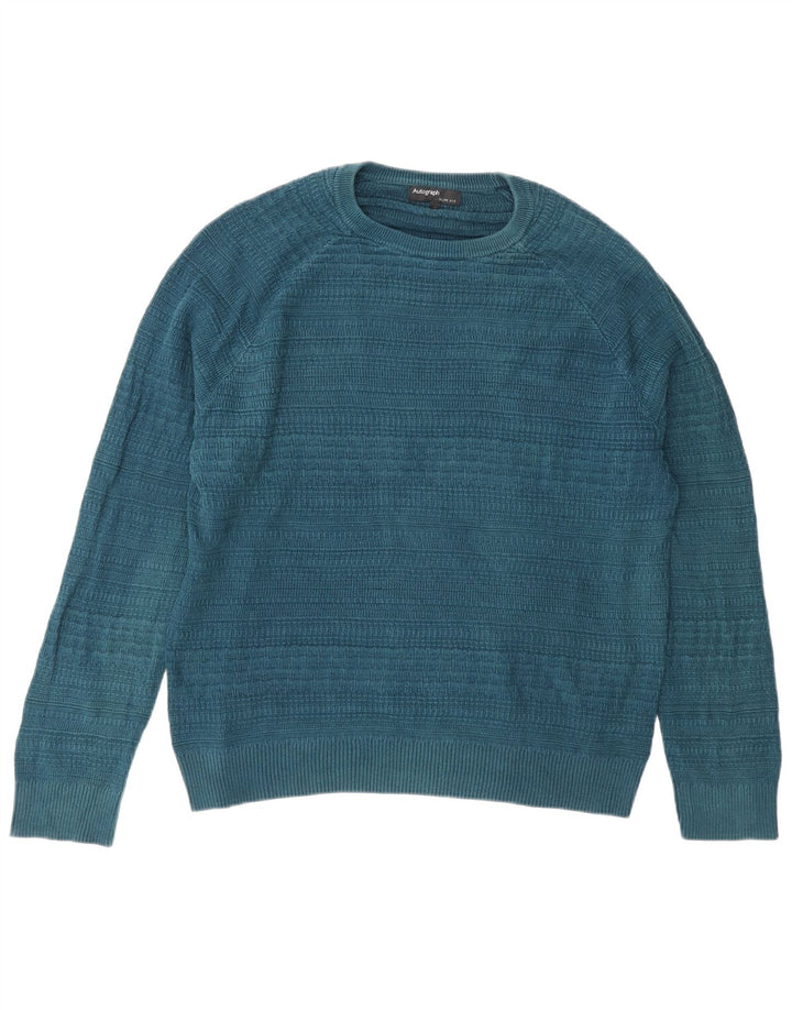 Maglione girocollo da uomo Marks & Spencer slim fit autografo grande blu