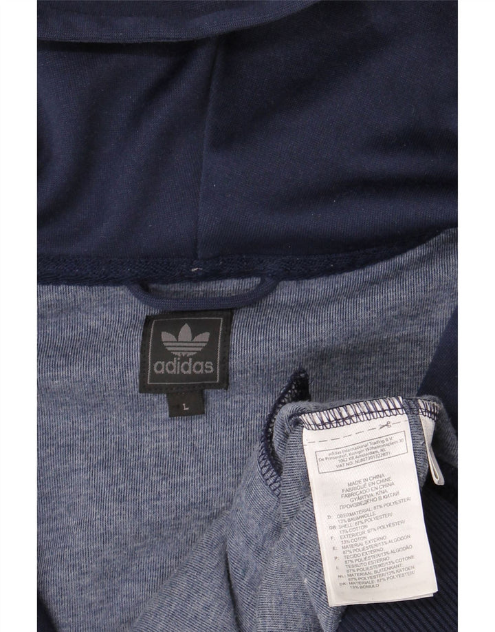 Maglione con cappuccio e zip da uomo Adidas grande in poliestere blu navy
