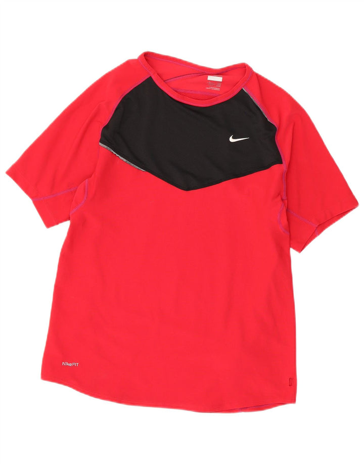 T-shirt da uomo Nike Top UK 39/41 poliestere color block rosso medio