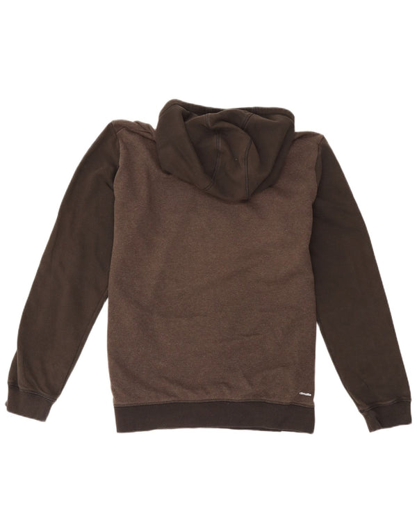 ADIDAS Mens Climalite Hoodie Jumper Large Brown Colourblock Cotton