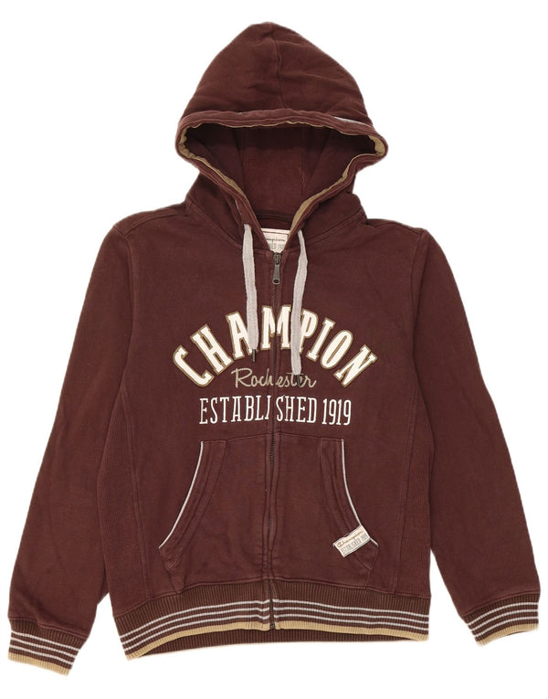 CHAMPION Maglione con cappuccio e zip oversize Rochester da donna UK 10 Piccolo Marrone