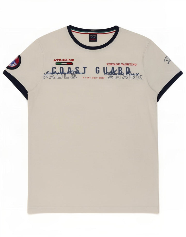 T-shirt grafica da uomo Paul & Shark grande bianca